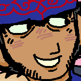 drawing of kirawus & kadokura from golden kamuy in front of a lesbian flag. they are smiling at each other & kirawus is rubbing kadokura's beard with his finger.